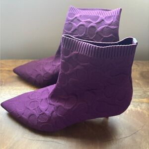 Purple Textured Ankle Boots